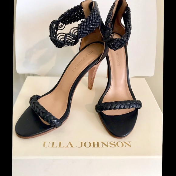Ulla Johnson Black Manu Braided Heels